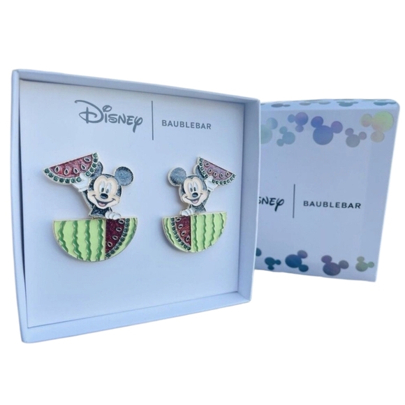 Disney BaubleBar Mickey Mouse Summer Watermelon Disneyland Earrings NIB - Picture 4 of 4